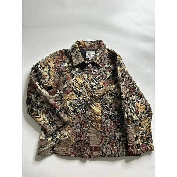 Chico's Jackets & Blazers - Chicos Jacket Womens 3 US XL Art To Wear Multiprinted Multicolored Blazer Artsy